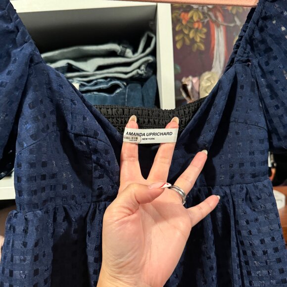 Amanda Uprichard Sicily Dress Navy Blue - Picture 2 of 8